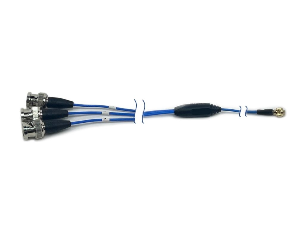 4-socket jack to (3) BNC plugs low noise cable 4-socket jack to (3) BNC plugs low noise cable